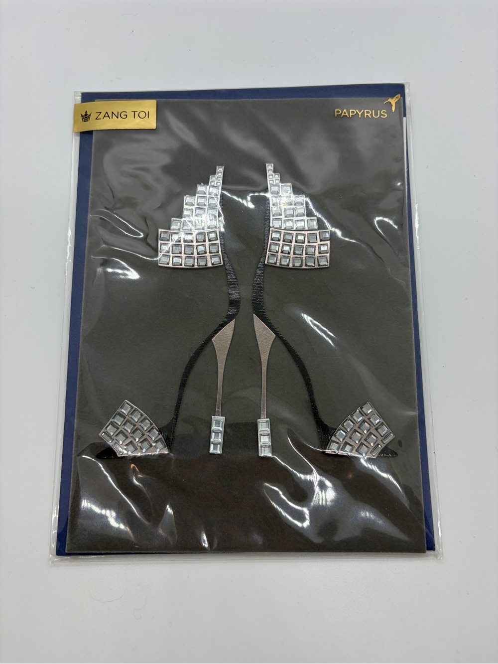 Zang Toi Rhinestone Embellished High Heel  Blank Papyrus Greeting Card  NIP